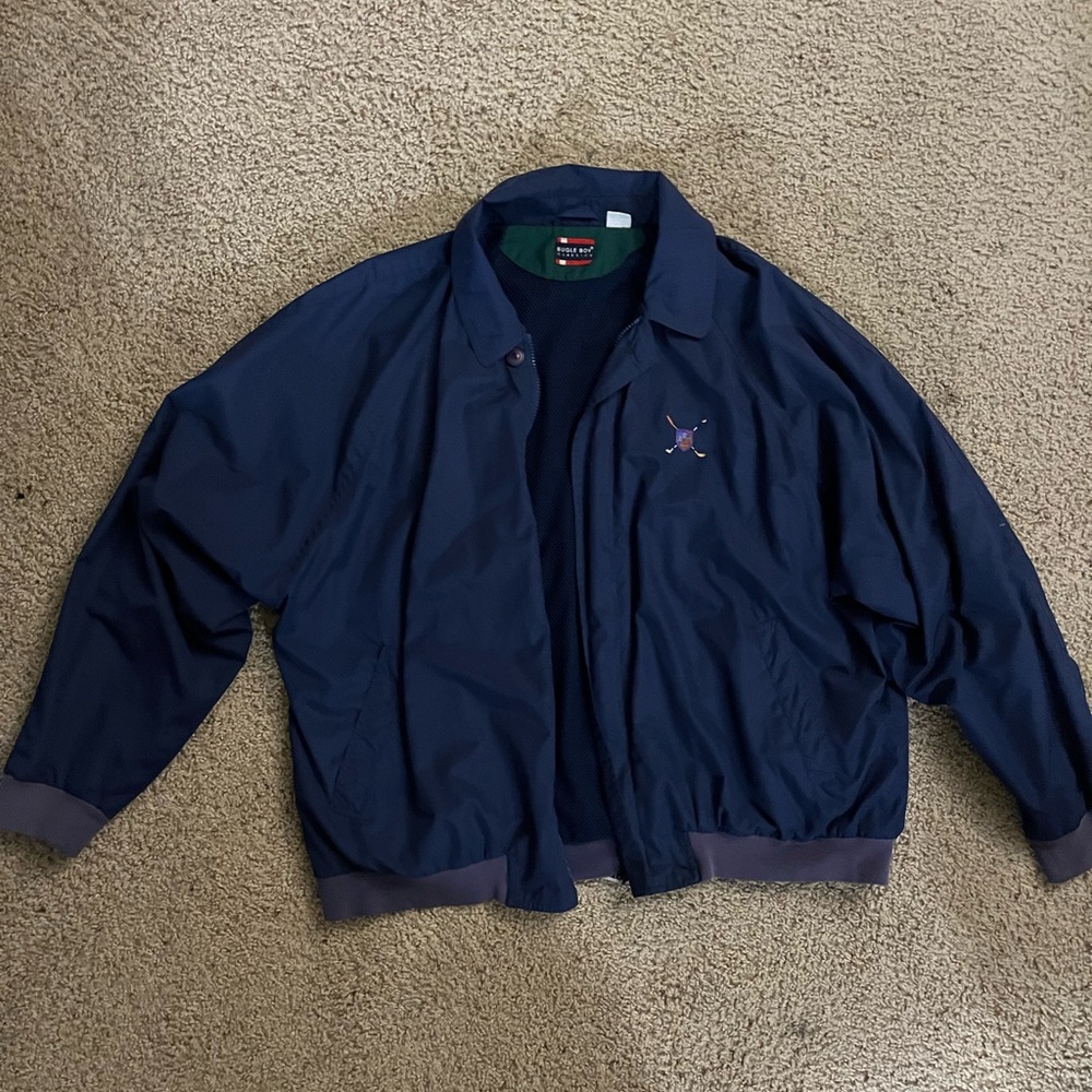 Vintage Navy Bugle Boy Mens Windbreaker